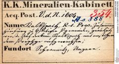 Etiketten zu Calcit (NHMW-MIN-As388)